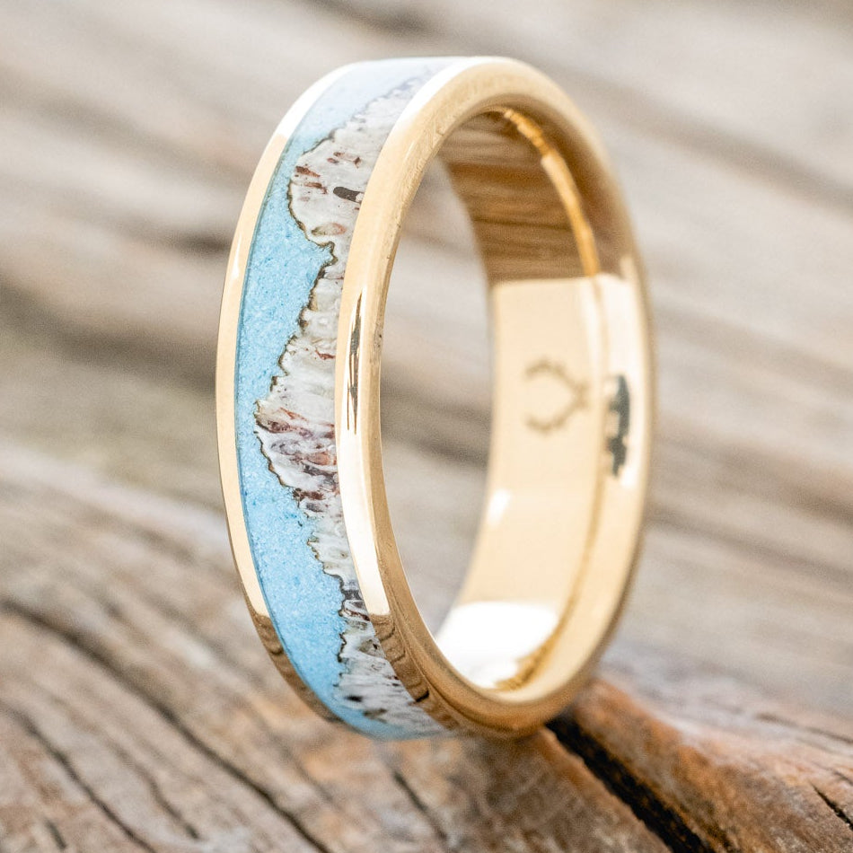 "HELIOS" - TURQUOISE & ANTLER WEDDING BAND-4