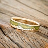 "HELIOS" - MYSTIC MOSS MOUNTAIN RANGE WEDDING RING FEATURING A PERIDOT ACCENT-1