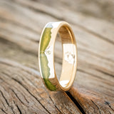 "HELIOS" - MYSTIC MOSS MOUNTAIN RANGE WEDDING RING FEATURING A PERIDOT ACCENT-2