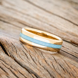 "NIRVANA" - CENTERED TURQUOISE WEDDING RING FEATURING A 14K GOLD BAND-2