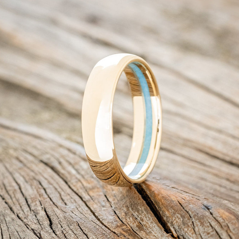 OFFSET TURQUOISE LINED WEDDING BAND-1