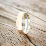 OFFSET TURQUOISE LINED WEDDING BAND-4