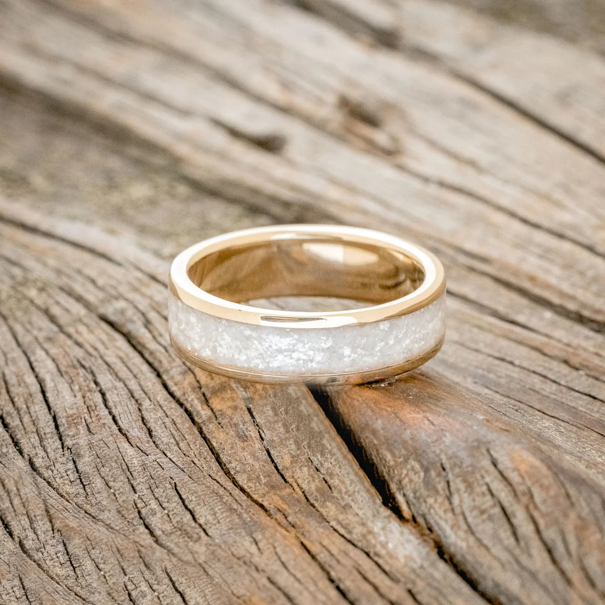 "RAINIER" - DIAMOND DUST WEDDING RING - 14K YELLOW GOLD (6MM) - SIZE 10-Staghead Designs