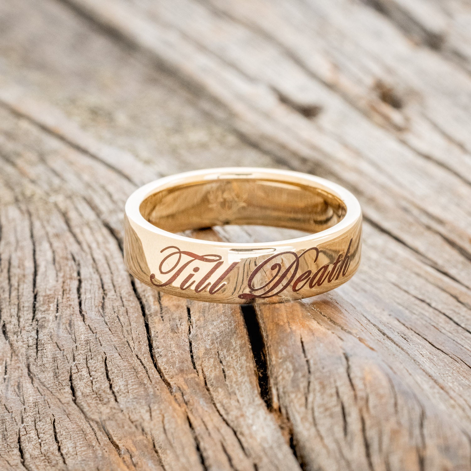 "Till Death" Glowing Engraved Wedding Ring | Staghead Designs