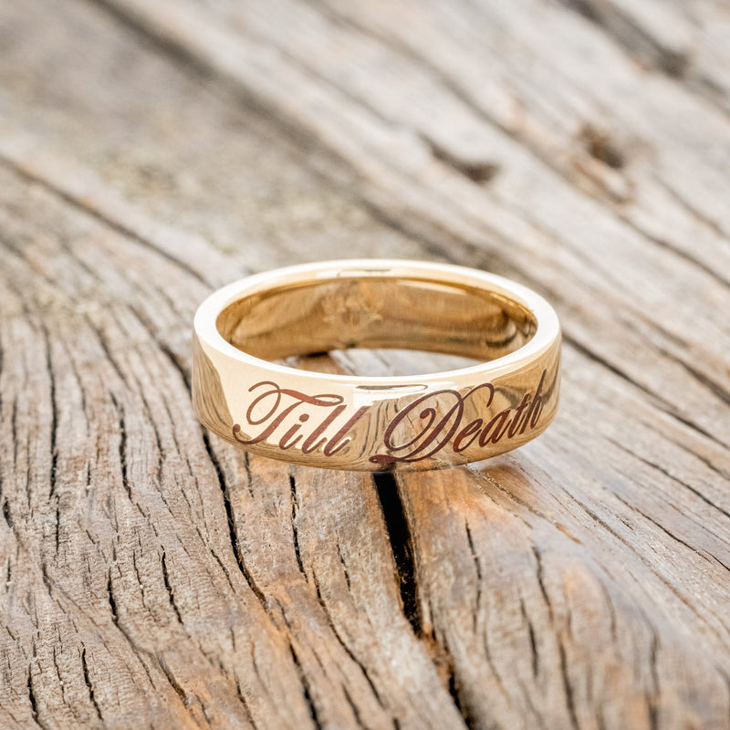 "TILL DEATH" - GLOWING ENGRAVED WEDDING RING