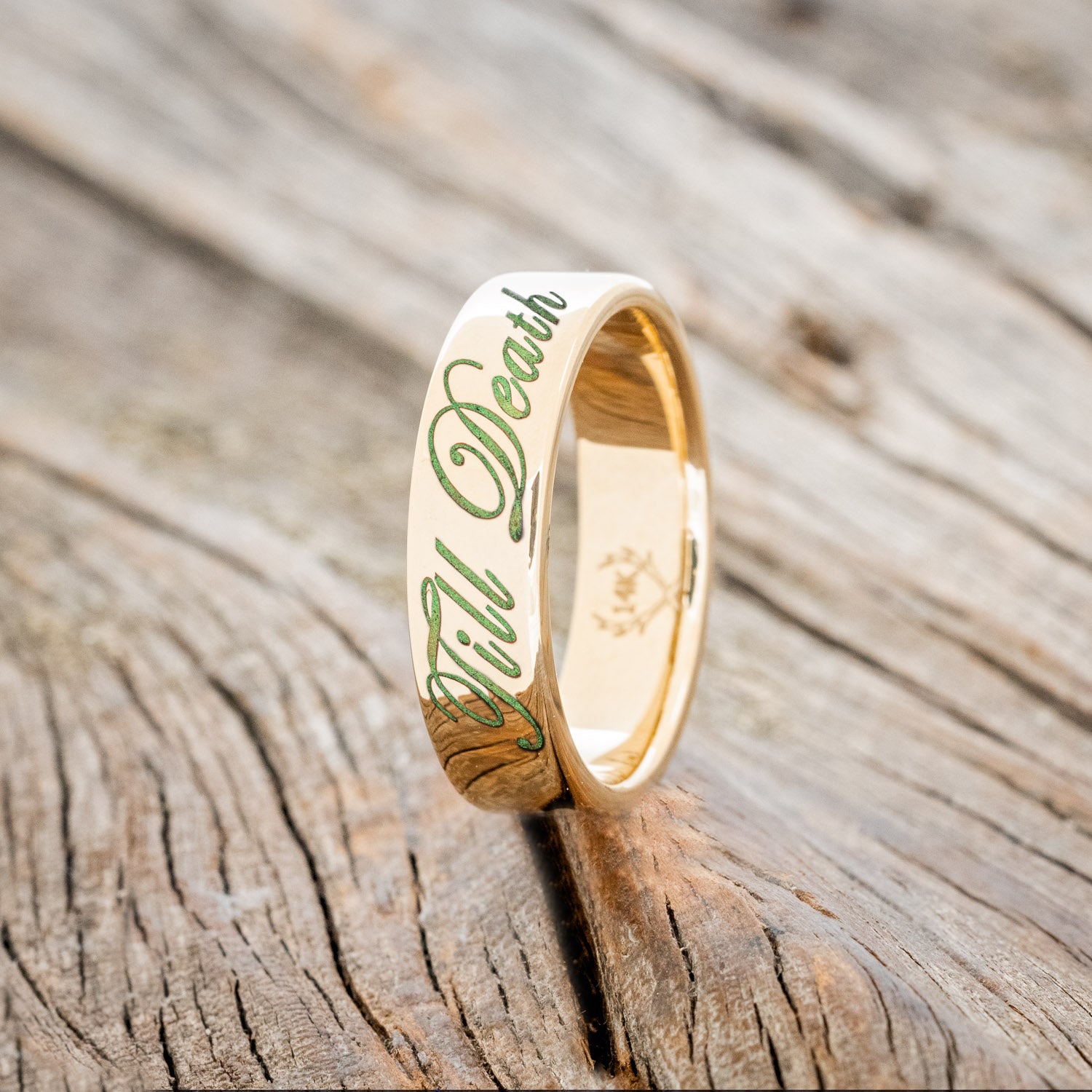 "TILL DEATH" - GLOWING ENGRAVED WEDDING RING-4