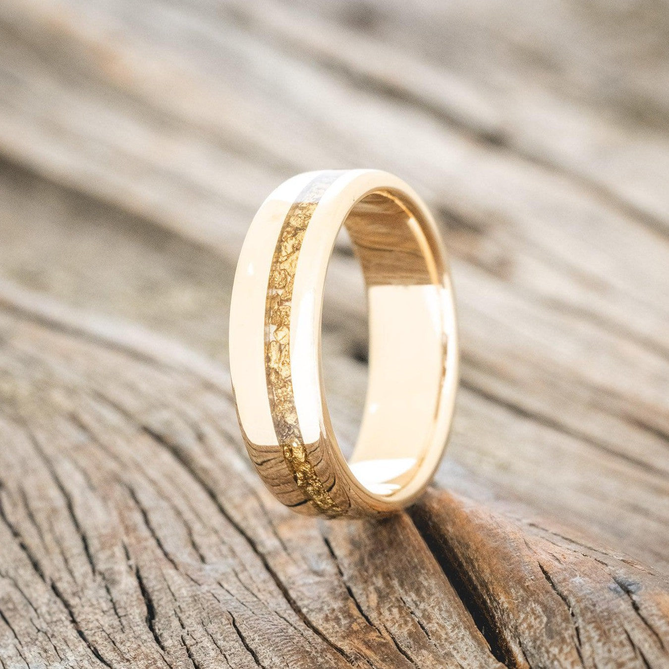 "VERTIGO" Gold Nugget Wedding Band Staghead Designs