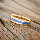 "NIRVANA" - WEDDING BAND WITH MIXED LAPIS LAZULI & FIRE & ICE OPAL INLAY-2