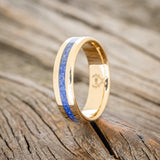 "NIRVANA" - WEDDING BAND WITH MIXED LAPIS LAZULI & FIRE & ICE OPAL INLAY