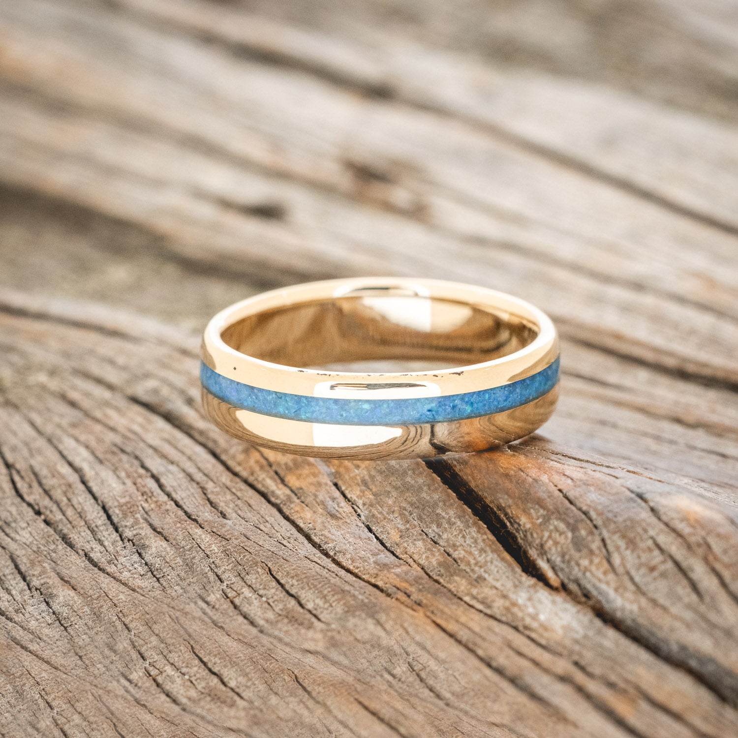 "VERTIGO" - BLUE OPAL WEDDING BAND-9