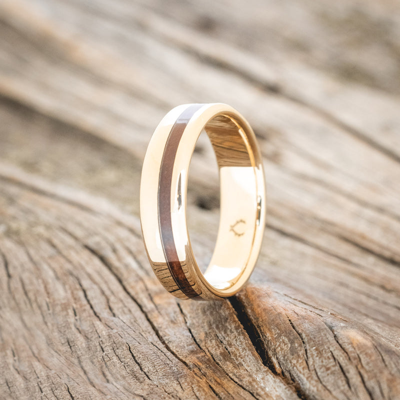 "VERTIGO" - OFFSET KOA WOOD WEDDING BAND-7