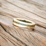 "VERTIGO" - MOSS INLAY & LINING WEDDING RING-2