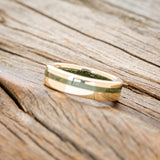 "VERTIGO" - MOSS INLAY & LINING WEDDING RING-6