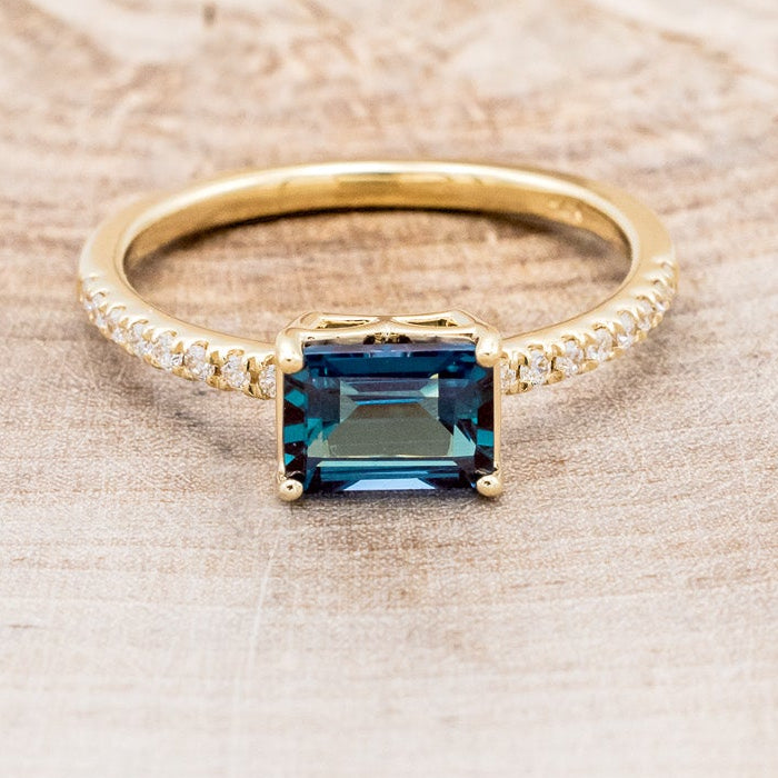 "AMARA" - EMERALD CUT LAB-GROWN ALEXANDRITE ENGAGEMENT RING WITH DIAMOND ACCENTS-10