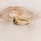 "AMELIA" - OVAL LAB-GROWN ALEXANDRITE ENGAGEMENT RING WITH BLACK DIAMOND HALO & ACCENTS - 14K YELLOW GOLD - SIZE 7-3