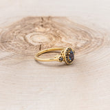 "AMELIA" - OVAL LAB-GROWN ALEXANDRITE ENGAGEMENT RING WITH BLACK DIAMOND HALO & ACCENTS - 14K YELLOW GOLD - SIZE 7-2