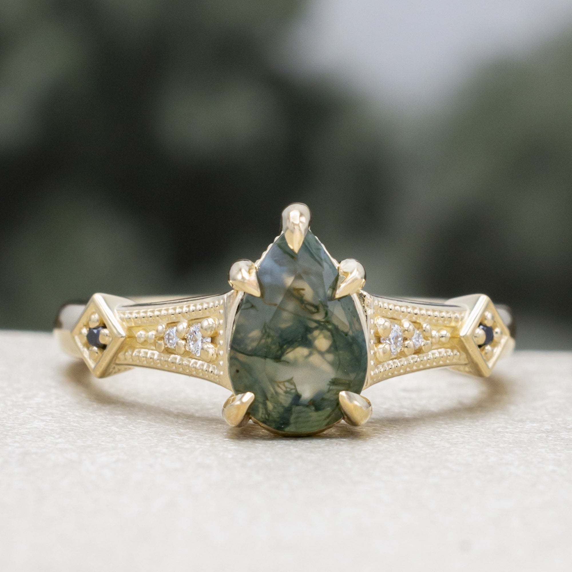 "Annora" - Pear Cut Engagement Ring With Diamond Accents