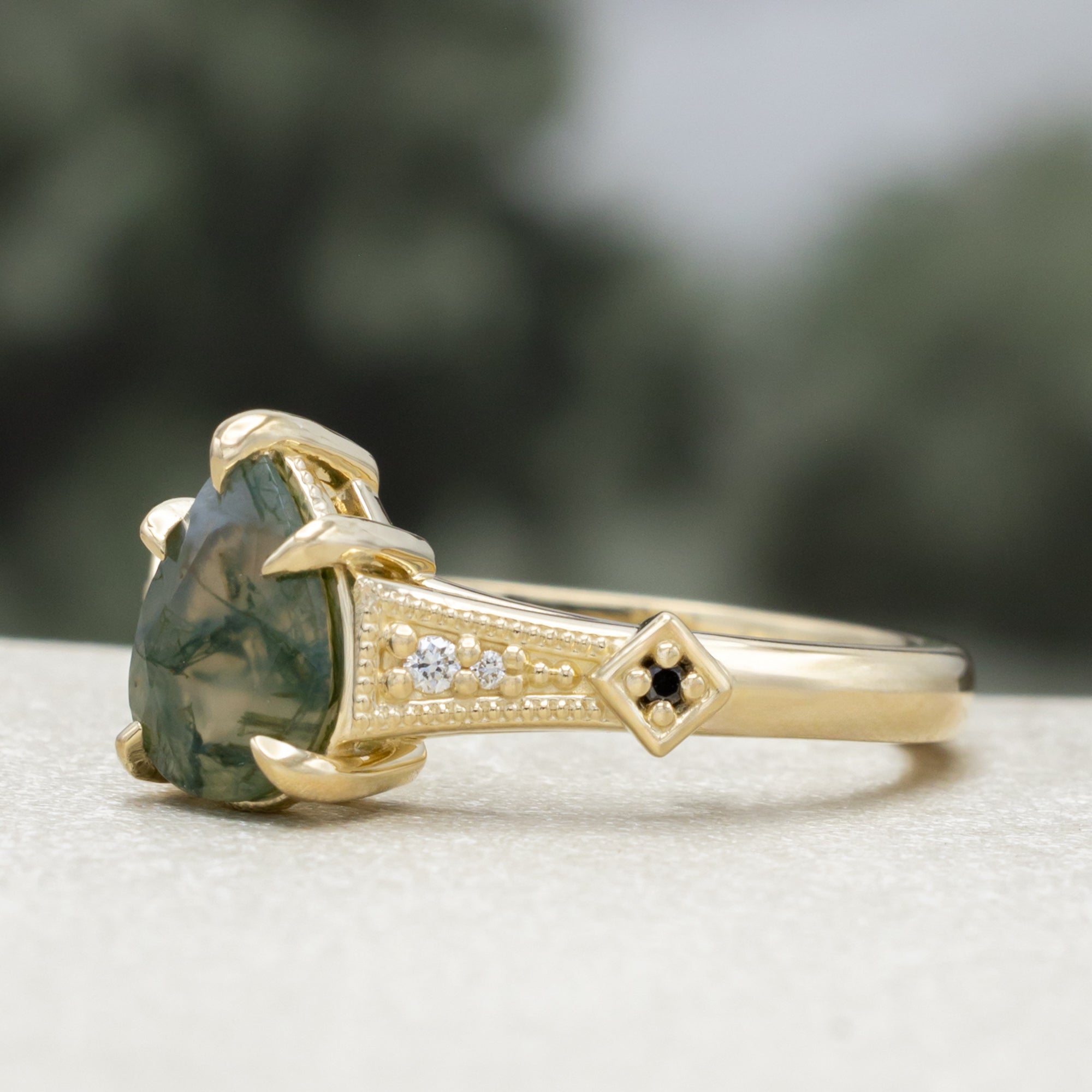 "Annora" - Pear Cut Engagement Ring With Diamond Accents