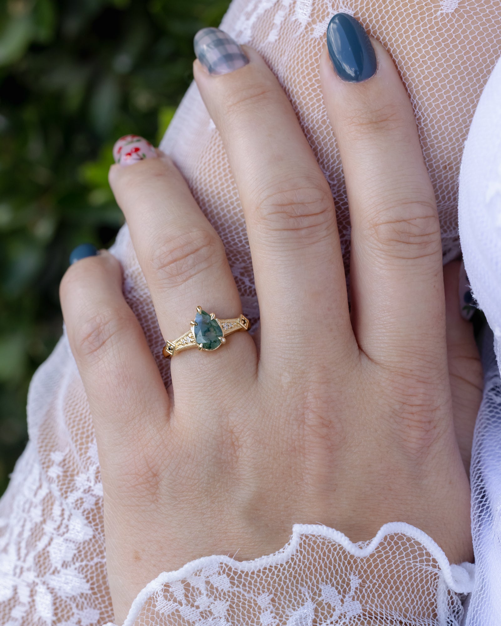"Annora" - Pear Cut Engagement Ring With Diamond Accents