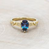 "ANNORA" - PEAR SHAPED LAB-GROWN ALEXANDRITE ENGAGEMENT RING WITH DIAMOND ACCENTS-Staghead Designs