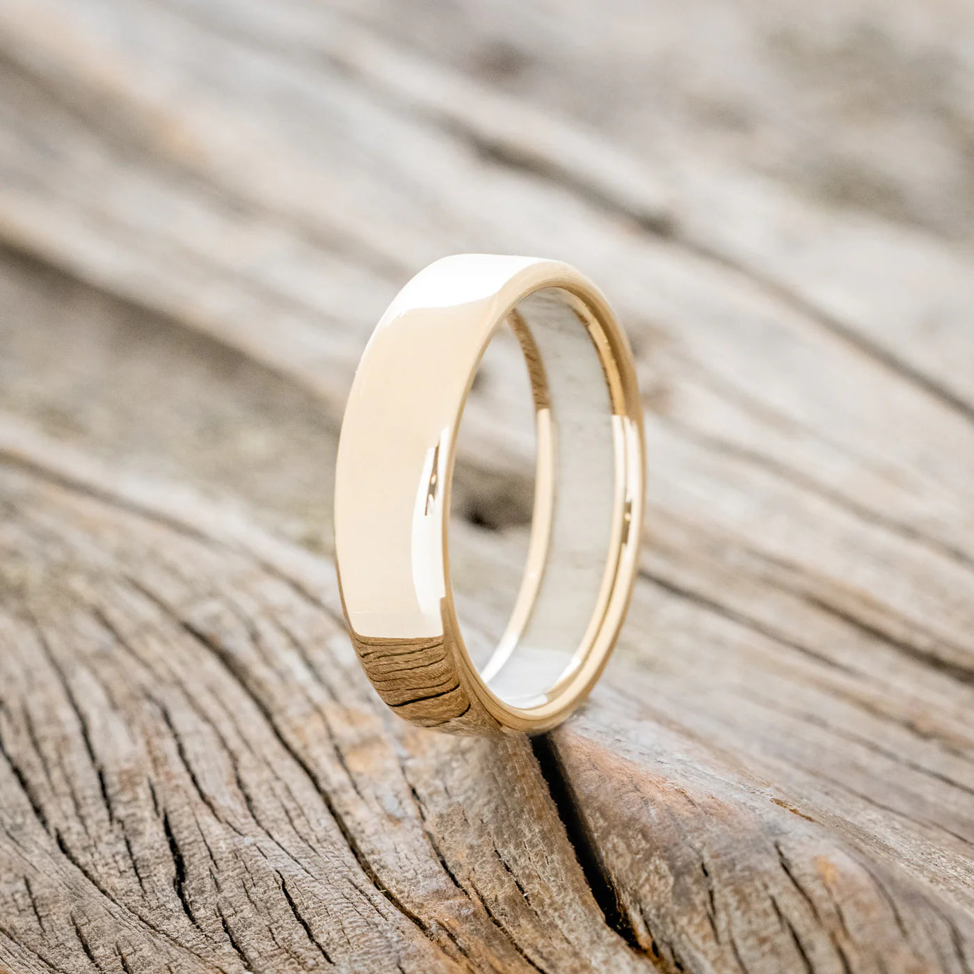 ANTLER LINED WEDDING BAND - 14K YELLOW GOLD (6MM) - SIZE 10 1/4-Staghead Designs