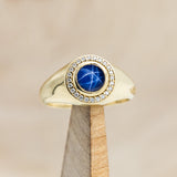 "ARLA" - ROUND CUT LAB-GROWN BLUE STAR SAPPHIRE ENGAGEMENT RING WITH DIAMOND ACCENTS-Staghead Designs