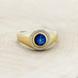 "ARLA" - ROUND CUT LAB-GROWN BLUE STAR SAPPHIRE ENGAGEMENT RING WITH DIAMOND ACCENTS-Staghead Designs