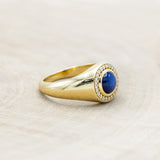 "ARLA" - ROUND CUT LAB-GROWN BLUE STAR SAPPHIRE ENGAGEMENT RING WITH DIAMOND ACCENTS-Staghead Designs