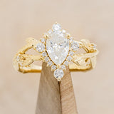 "ARTEMIS ON THE VINE DIVINE" - PEAR ENGAGEMENT RING WITH DIAMOND ACCENTS & A BRANCH-STYLE BAND-4