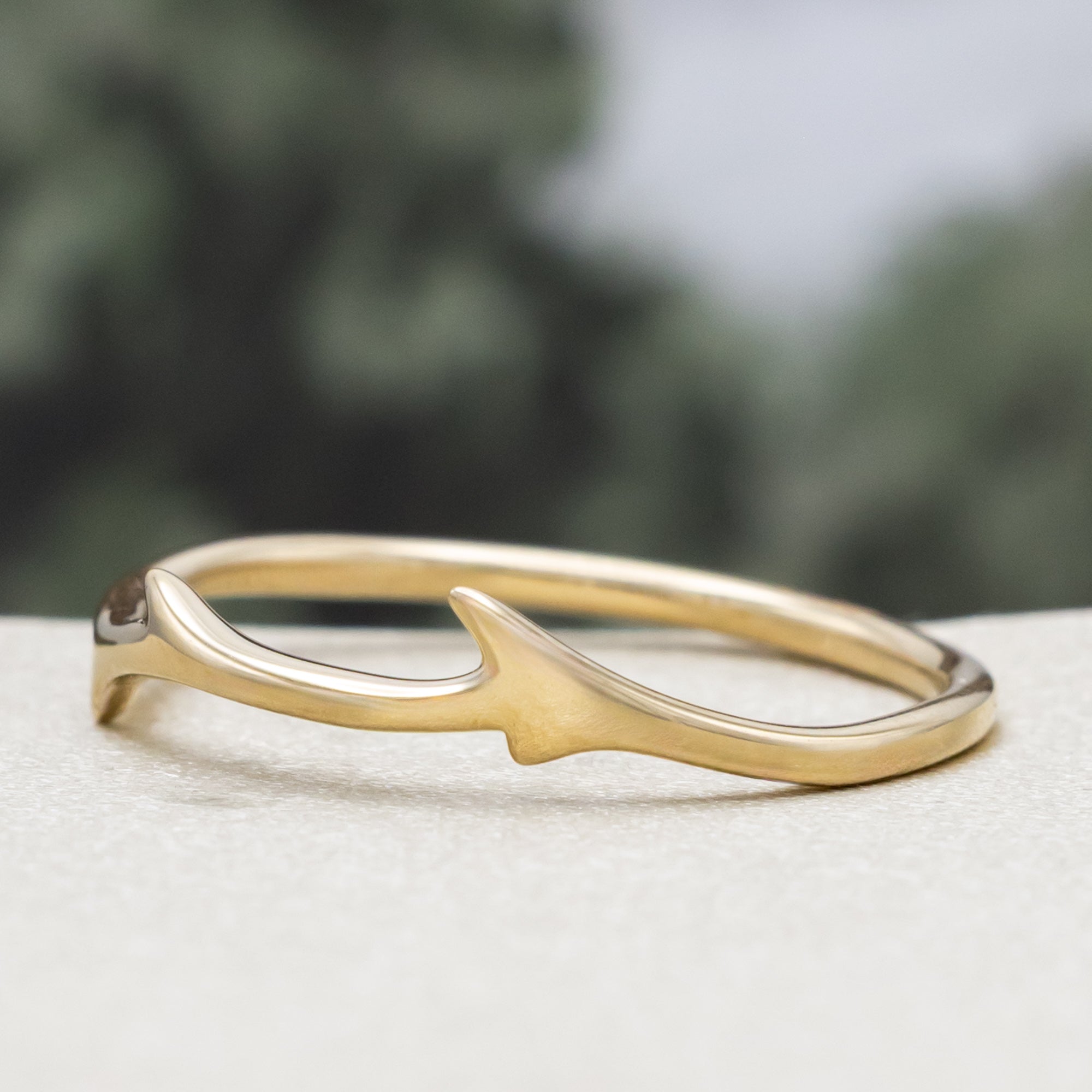 "ARTEMIS" STACKER - 14K GOLD ANTLER-STYLE STACKING BAND-Staghead Designs