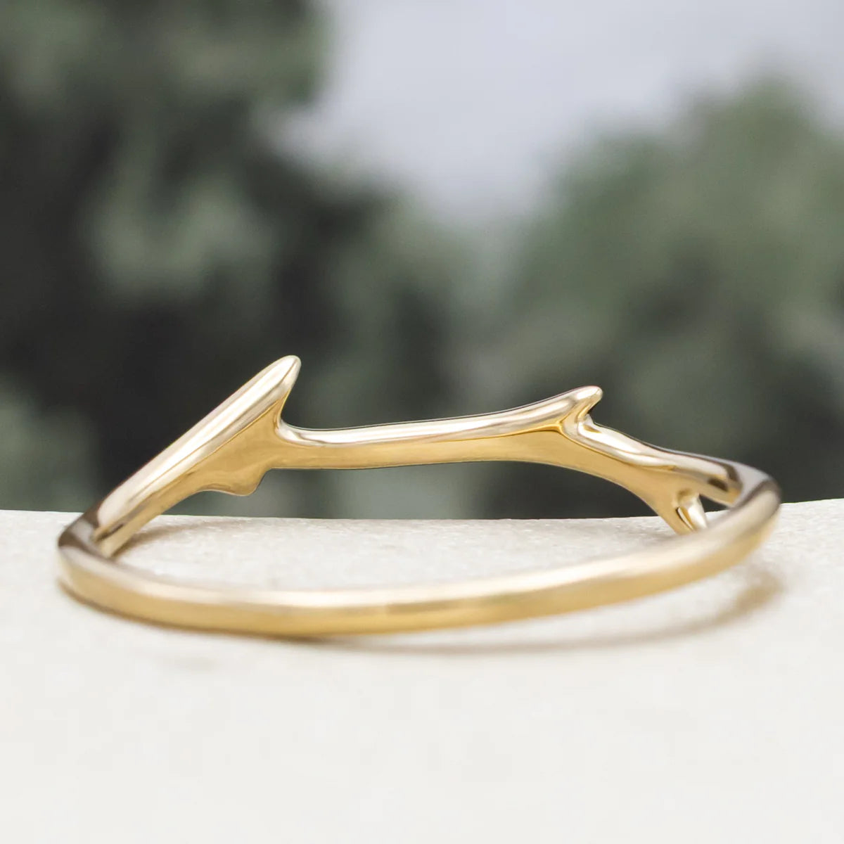 "Artemis" Stacker - Antler-Style Stacking Band - 14K Yellow Gold - Size 9
