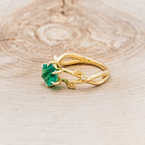 "ARTEMIS ON THE VINE" - HEXAGON LAB-GROWN EMERALD ENGAGEMENT RING WITH DIAMOND ACCENTS & A BRANCH-STYLE BAND-3