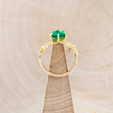 "ARTEMIS ON THE VINE" - HEXAGON LAB-GROWN EMERALD ENGAGEMENT RING WITH DIAMOND ACCENTS & A BRANCH-STYLE BAND-6