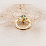 "ARTEMIS ON THE VINE" - KITE CUT MOSS AGATE ENGAGEMENT RING WITH DIAMOND ACCENTS & "BRIAR" BRANCH-STYLE TRACER-46