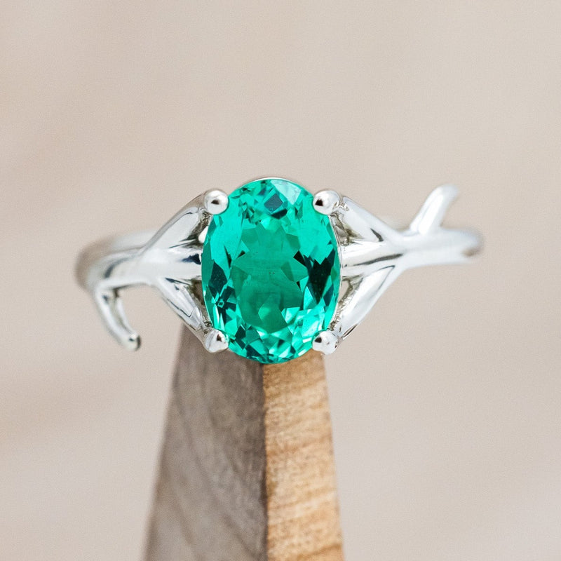 "ARTEMIS" - OVAL LAB-GROWN EMERALD ENGAGEMENT RING-1