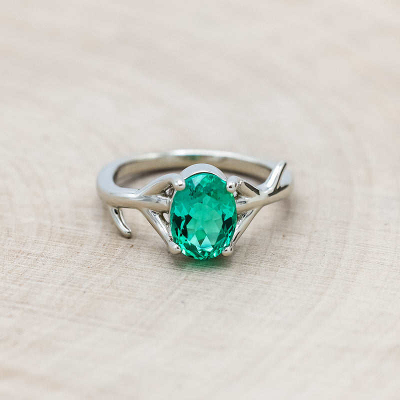 "ARTEMIS" - OVAL LAB-GROWN EMERALD ENGAGEMENT RING-4