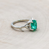 "ARTEMIS" - OVAL LAB-GROWN EMERALD ENGAGEMENT RING - 14K WHITE GOLD - SIZE 4 1/2-Staghead Designs