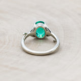 "ARTEMIS" - OVAL LAB-GROWN EMERALD ENGAGEMENT RING - 14K WHITE GOLD - SIZE 4 1/2-Staghead Designs