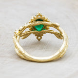 "ARTEMIS ON THE VINE DIVINE" - PEAR LAB-GROWN EMERALD ENGAGEMENT RING WITH DIAMOND ACCENTS & A BRANCH-STYLE BAND-5