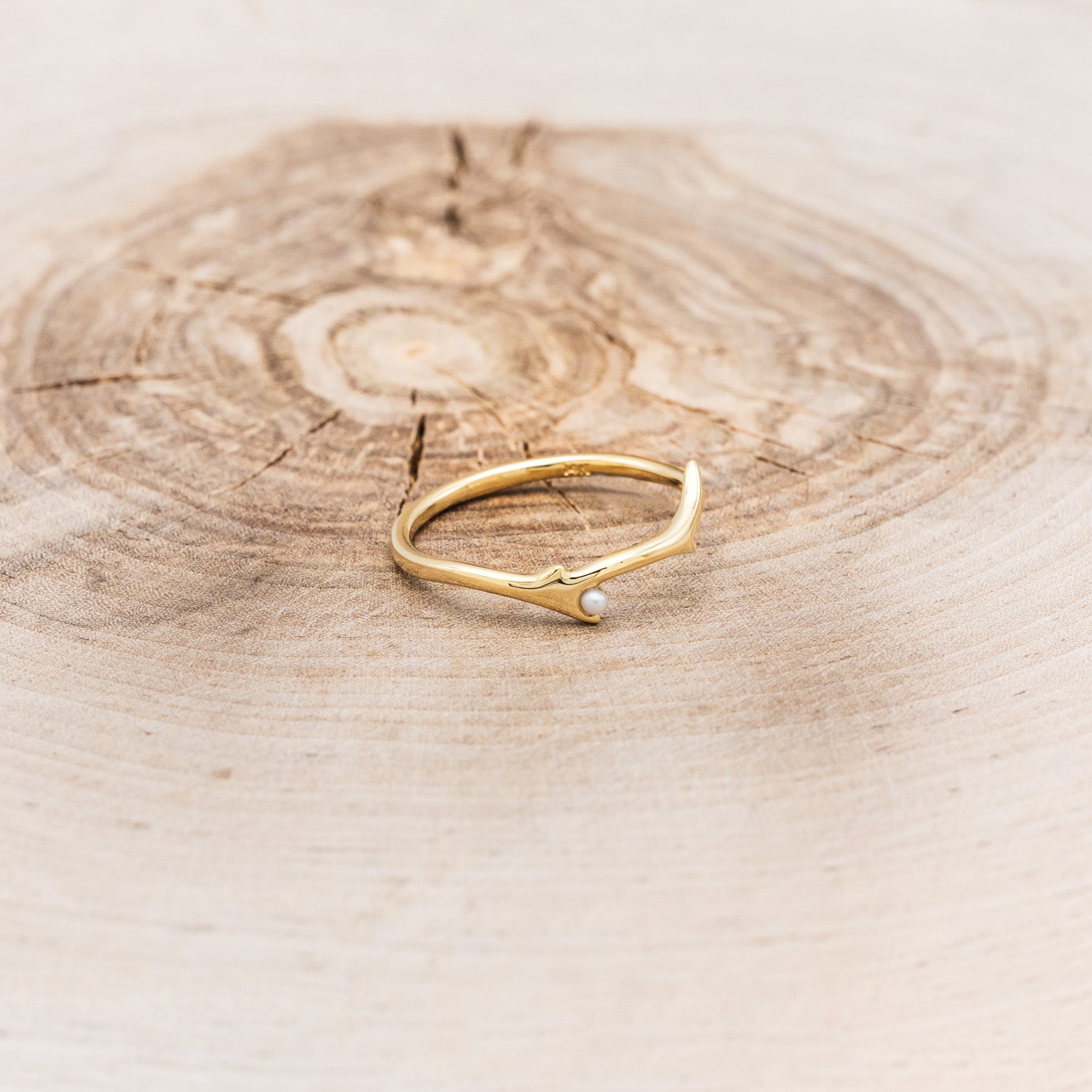 "ARTEMIS" STACKER - ANTLER-STYLE STACKING BAND WITH A BIRTHSTONE ACCENT-2