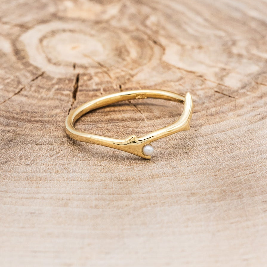 "ARTEMIS" STACKER - ANTLER-STYLE STACKING BAND WITH A BIRTHSTONE ACCENT-2