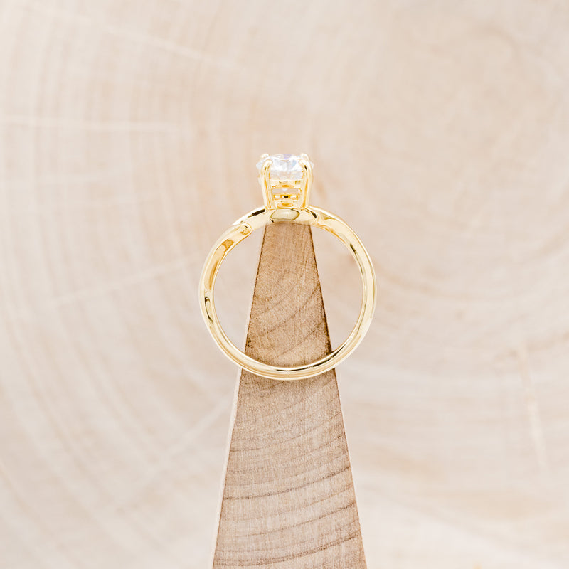 "ARTEMIS" - ROUND MOISSANITE ENGAGEMENT RING WITH AN ANTLER STYLE STACKING BAND-39