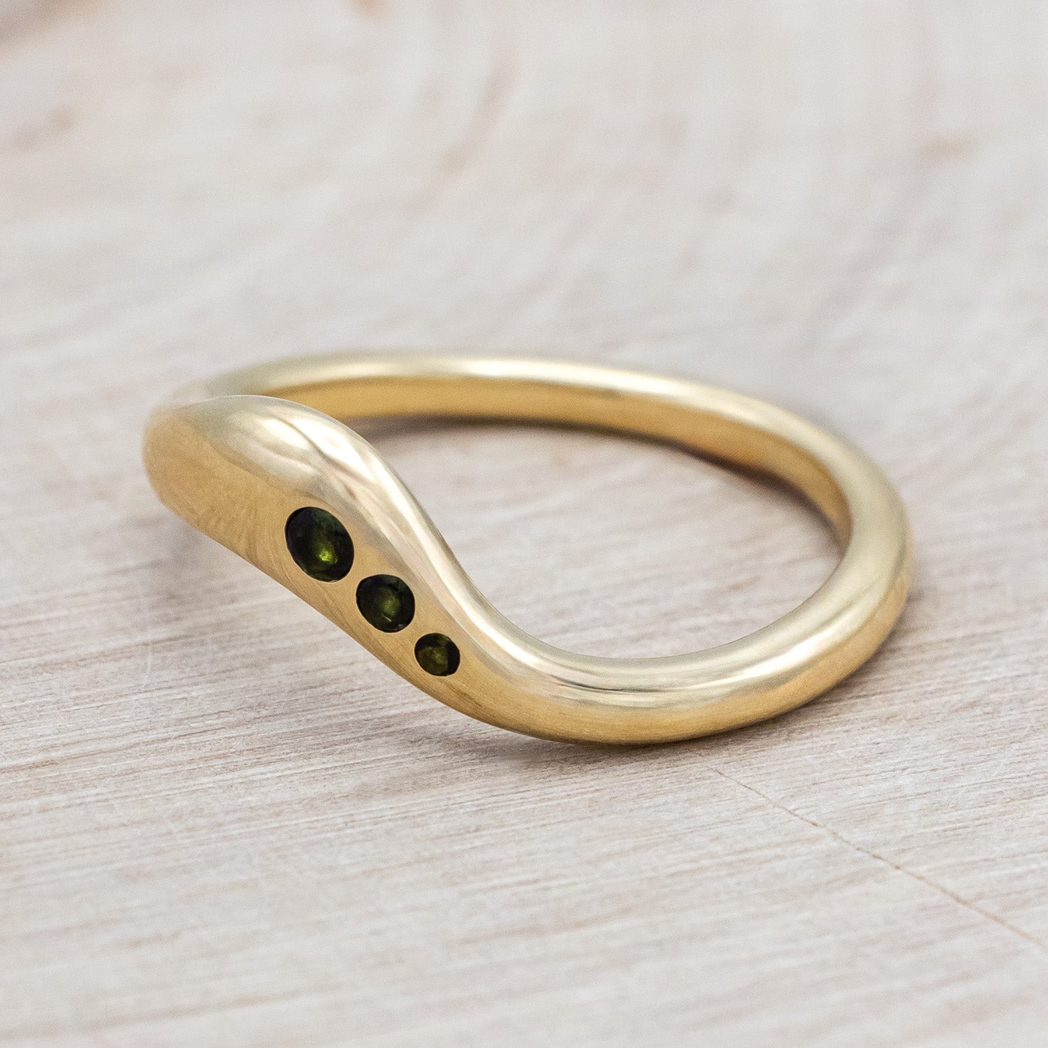 Side view of "Sybil" - asymmetrical tourmaline accented tracer