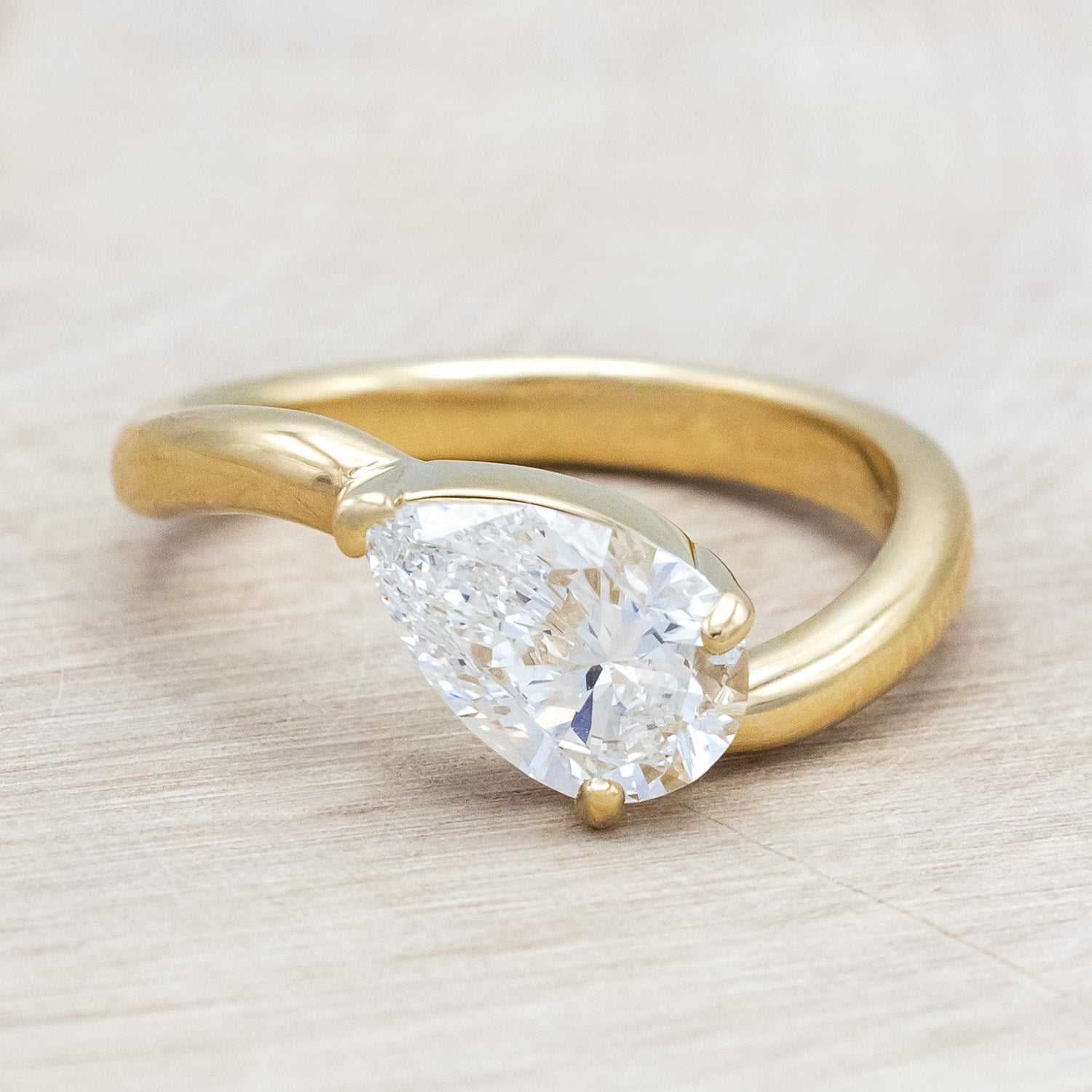 "Sybil" - asymmetrical solitaire-style lab diamond women's engagement ring