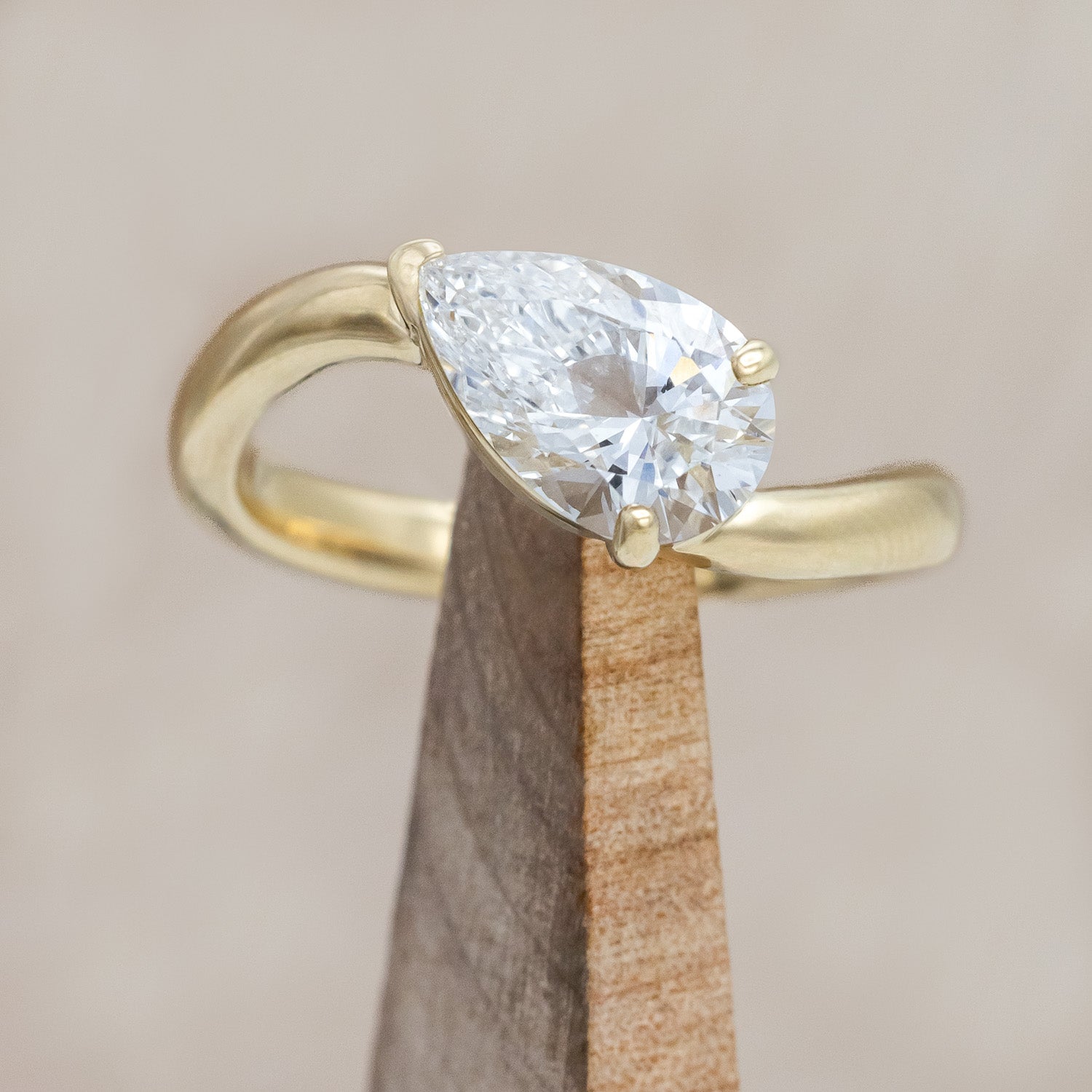 "Sybil" - asymmetrical solitaire-style lab diamond women's engagement ring 