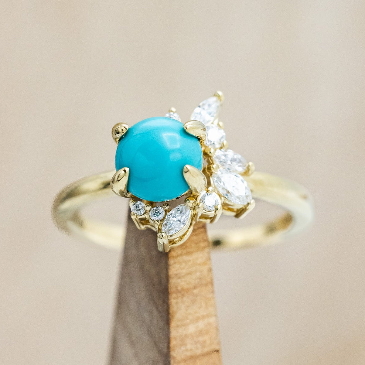 "AURAE" - ROUND CUT TURQUOISE ENGAGEMENT RING & TRACER-Staghead Designs
