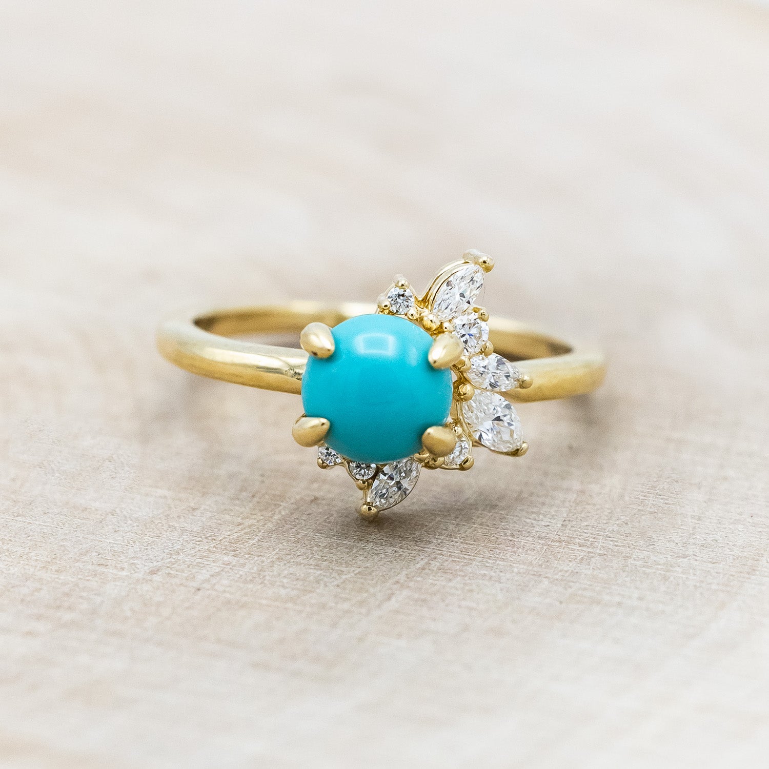 "AURAE" - ROUND CUT TURQUOISE ENGAGEMENT RING & TRACER-Staghead Designs