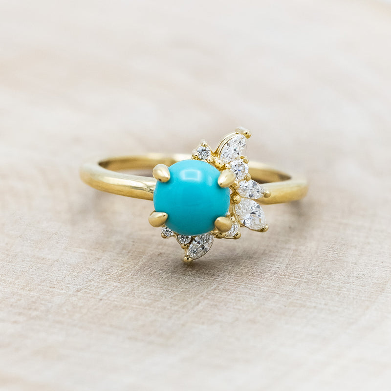 "AURAE" - ROUND CUT TURQUOISE ENGAGEMENT RING & TRACER