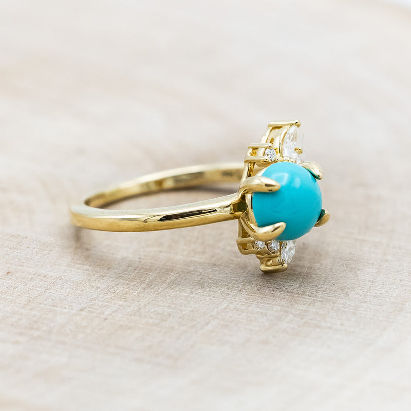 "AURAE" - ROUND CUT TURQUOISE ENGAGEMENT RING & TRACER