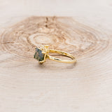 "AURAE" - EMERALD CUT MOSS AGATE ENGAGEMENT RING WITH DIAMOND ACCENTS-3